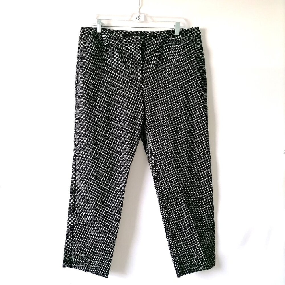 Liz Claiborne Womens Black High Rise Geometric Print Classic Ankle Pant Size 14